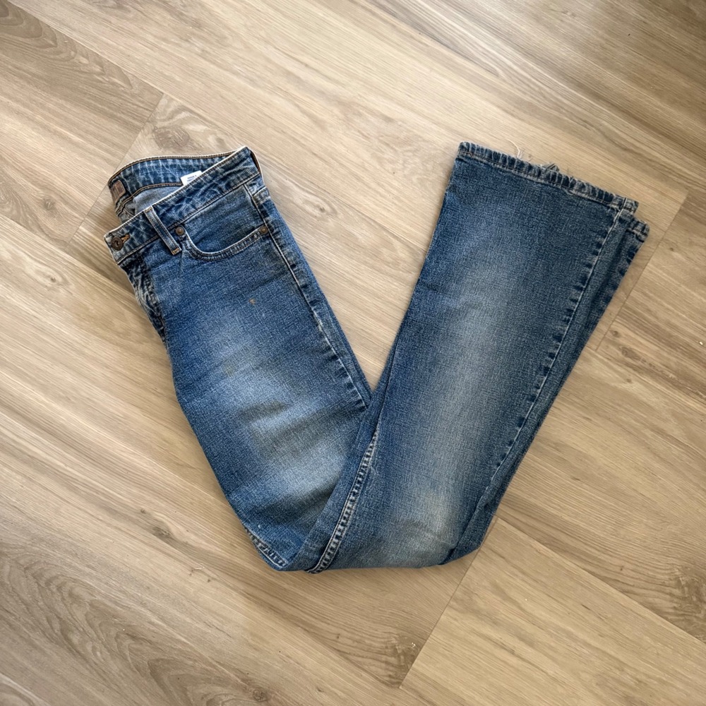 LEI Jeans Flare Leg Y2K Low Rise Vintage Denim Medium Wash Blue Size 11 - Picture 1 of 6